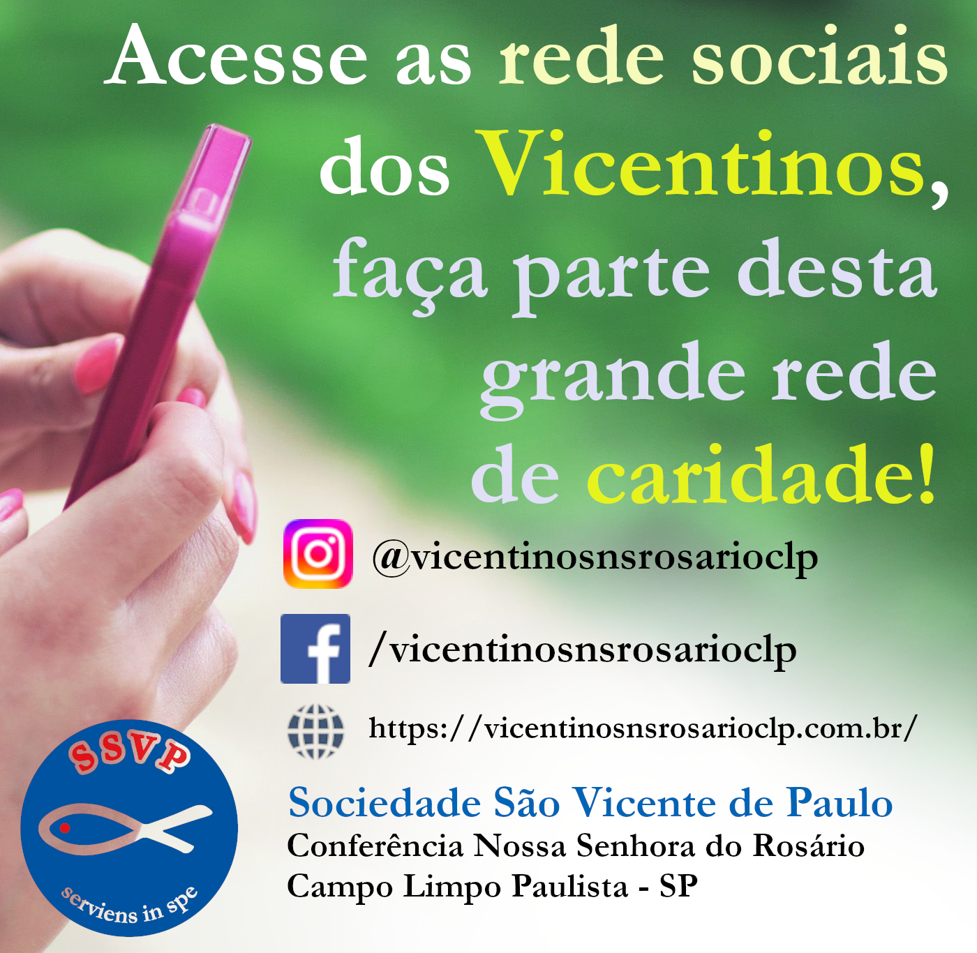 Acesse as redes sociais dos Vicentinos